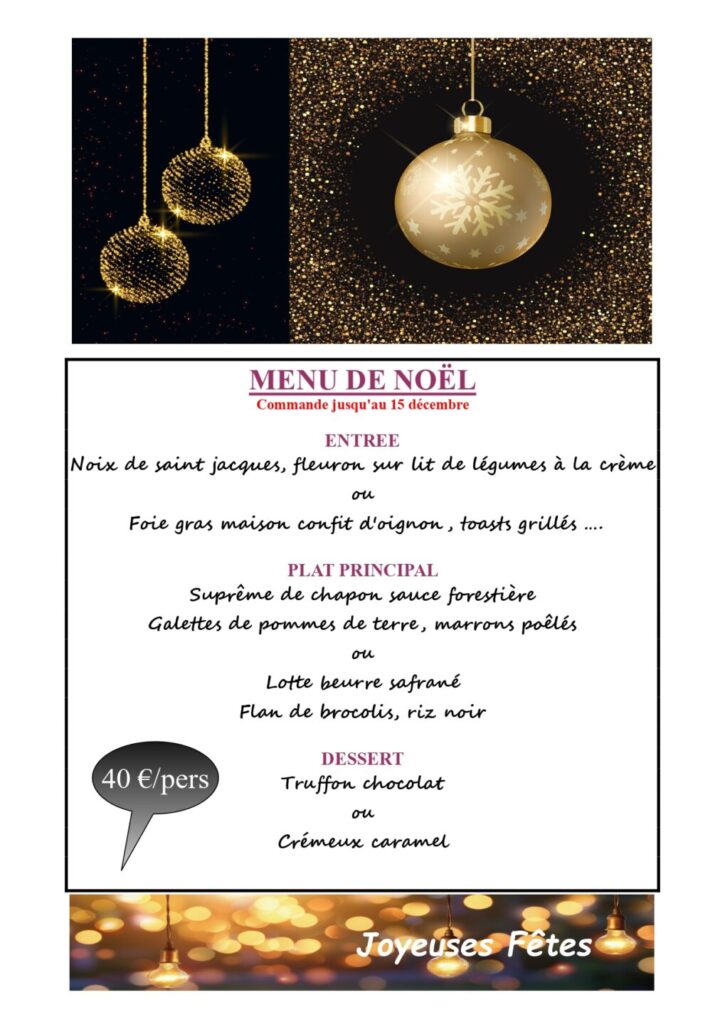 Menus de Noel - Combrit Bénodet
