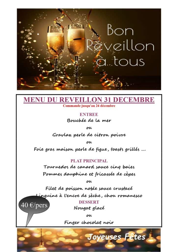 Menus du 31 12 2025 - Combrit Bénodet